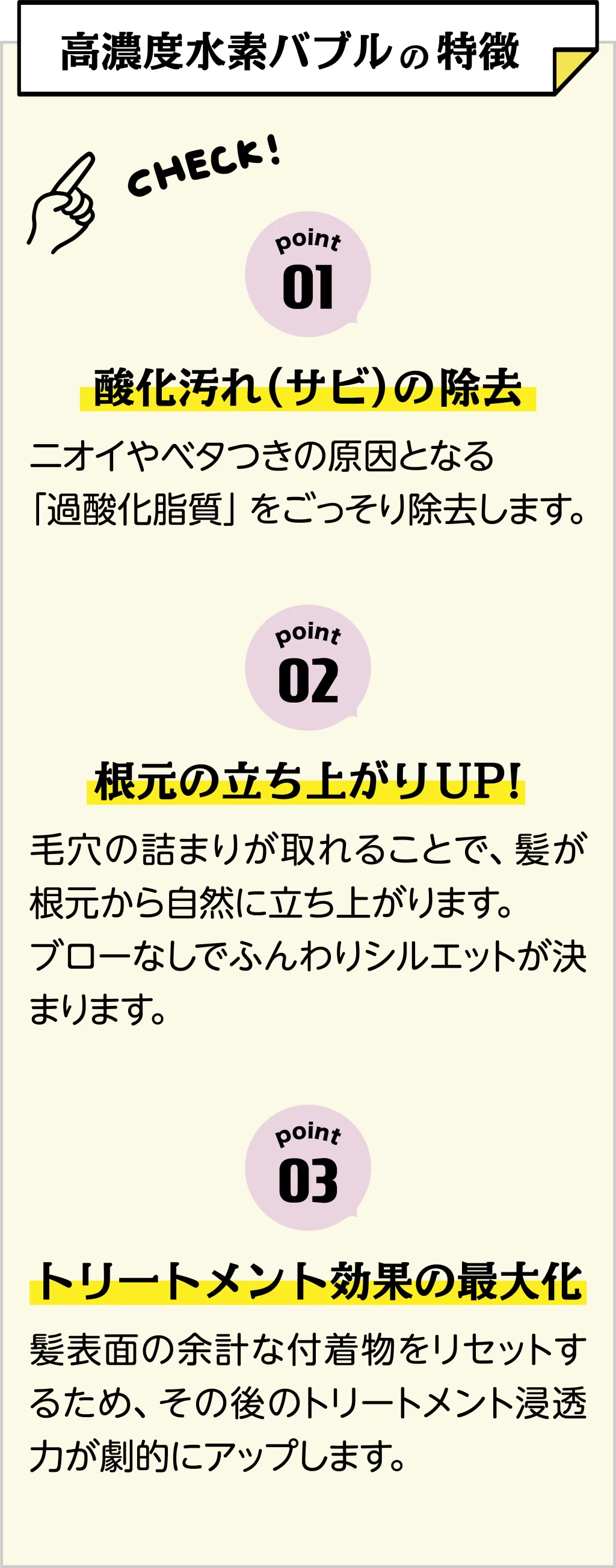 高濃度水素バブルの特徴
